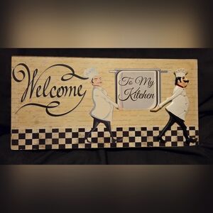Welcome To My Kitchen Wall Plaque Whimsical Fat Chef Kitchen Decor